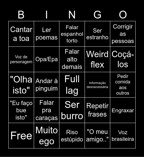 Cunha Bingo Card