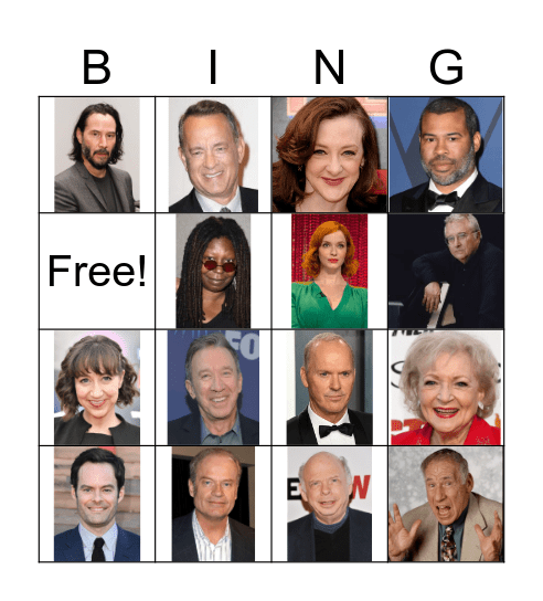 Hollywood Squares Bingo Card