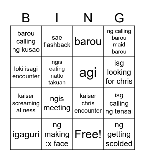 BLLK 241 Bingo Card