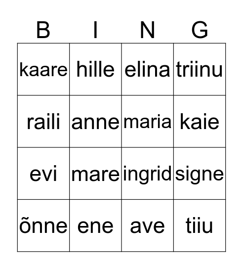 õpetajad Bingo Card