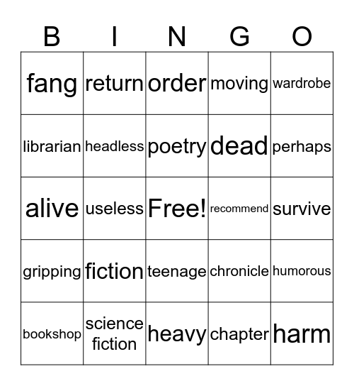 Reading books Bingo Card
