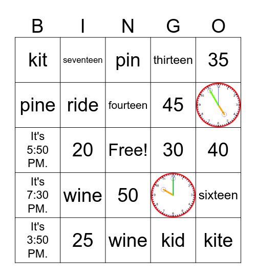 Unit 2 Bingo Card