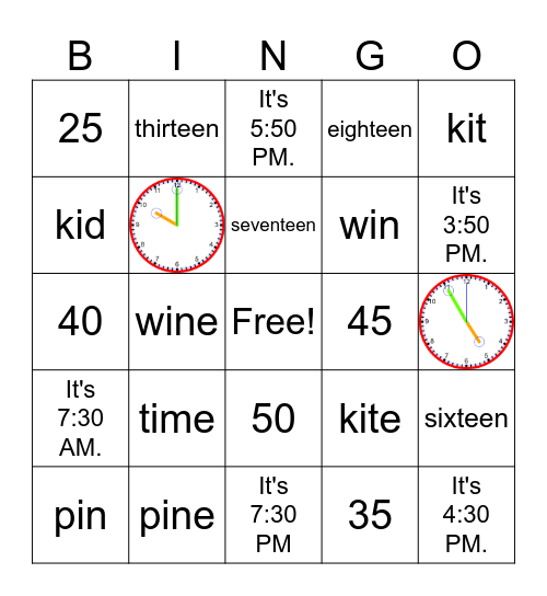 Unit 2 Bingo Card
