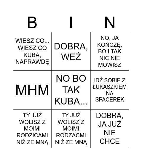 ZŁA DOMCIA BINGO Card