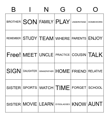 ASL 1 REVIEW Bingo Card