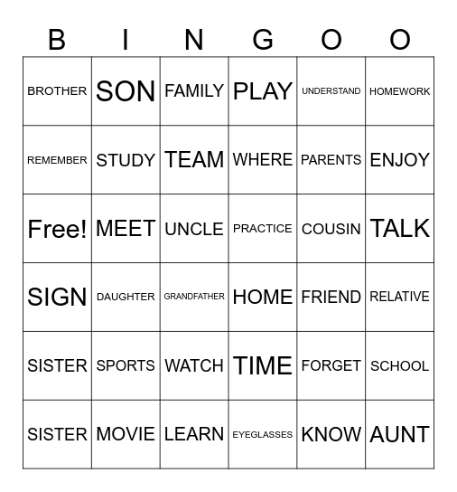 ASL 1 REVIEW Bingo Card