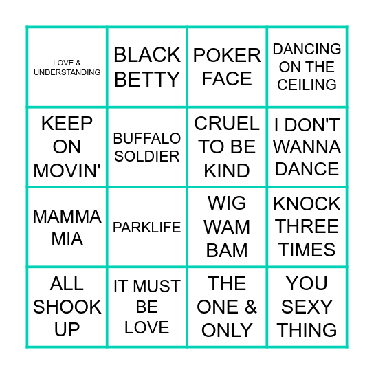 SMASH HITS Bingo Card