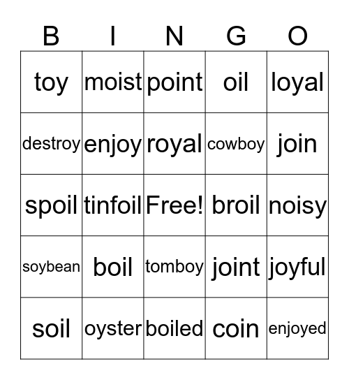 OY/OI Bingo Card