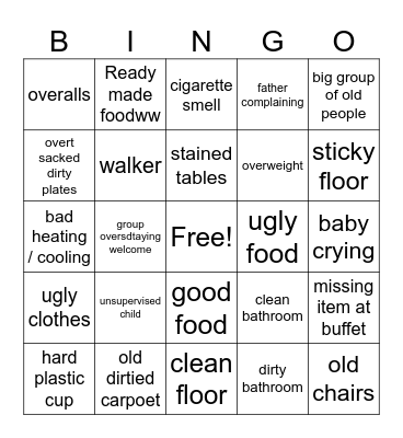 golden corral biungio Bingo Card
