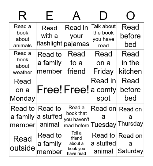 Spring Break Reading Bingo  Bingo Card