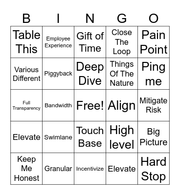 BUZZWORD BINGO! Bingo Card