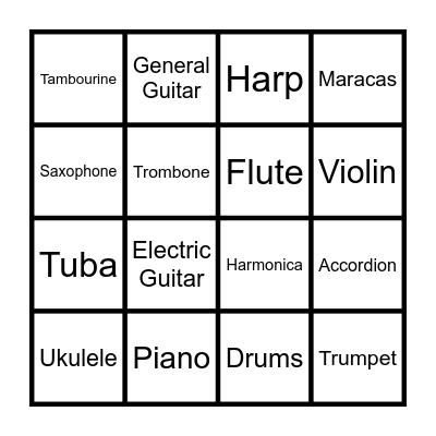 MUSICAL INSTRUMENT BINGO Card