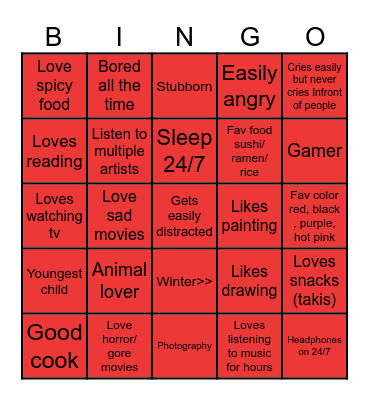 NATSHA’S BINGO Card