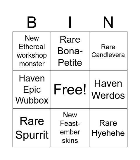 msm feast-ember 2023 predictions Bingo Card