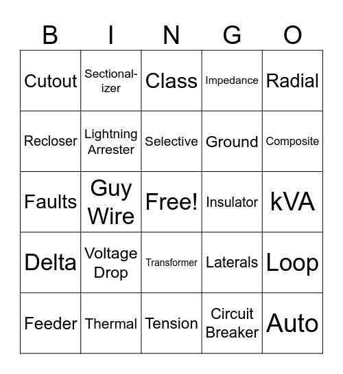 Electric Bingo Card