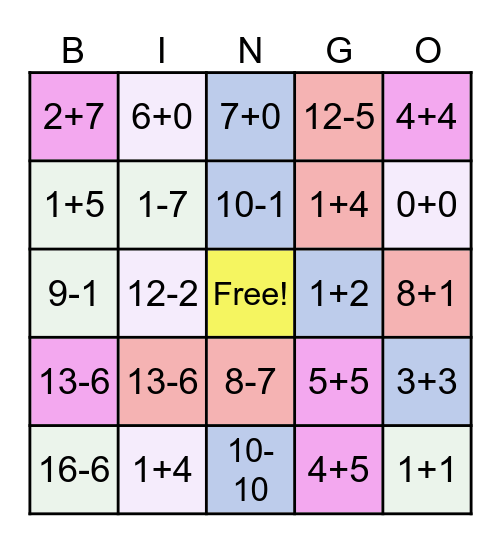 Math Problems Bingo Card