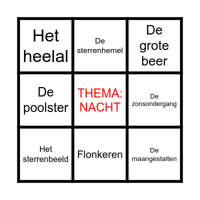 Thema: Nacht Bingo Card