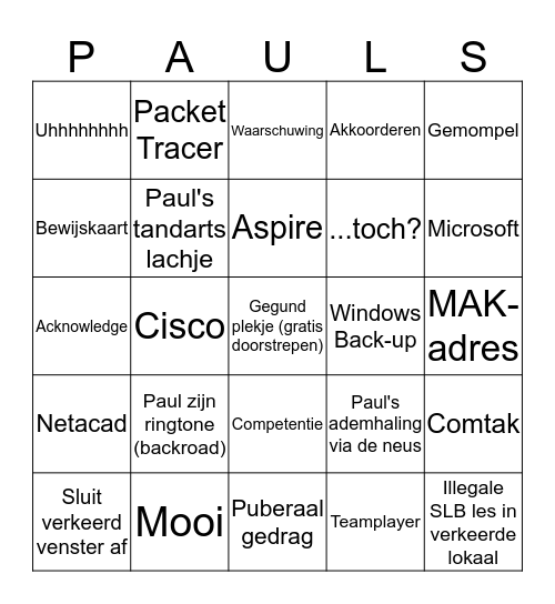 Paul's SLB Bingo (release candidate 3) Bingo Card