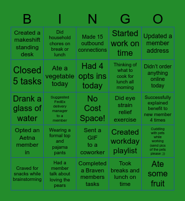 Farmbox Rx Outbound Bingo Card