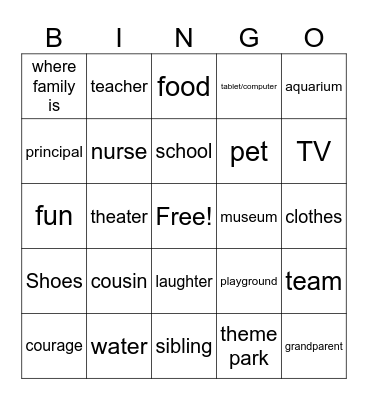 Thankful for... Bingo Card