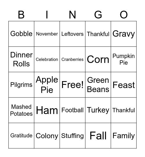 November Bingo Card