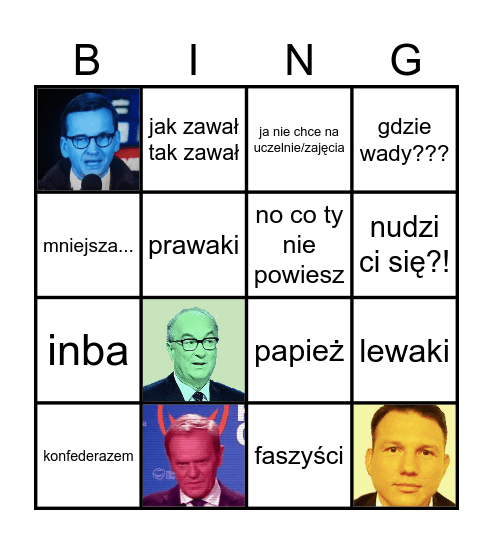 Kurwixowe Bingo Card