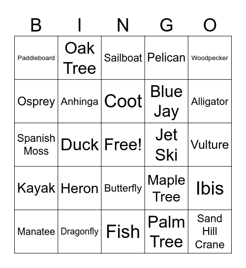 Nature Bingo Card