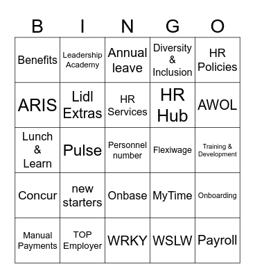 HR - round 1 Xmas Bingo Card