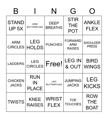 FITNESS  BINGO Card