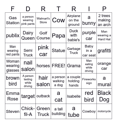 FDR State Park Trip! Bingo Card