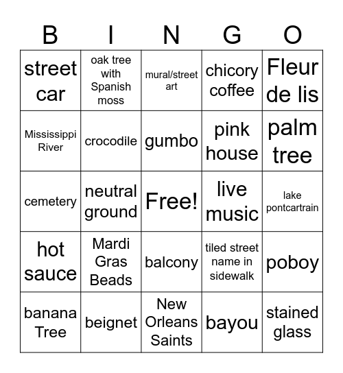 NOLA BINGO THANKSGIVING 2023 Bingo Card