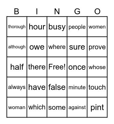 OG Red Word Bingo Sets 1-3 Bingo Card