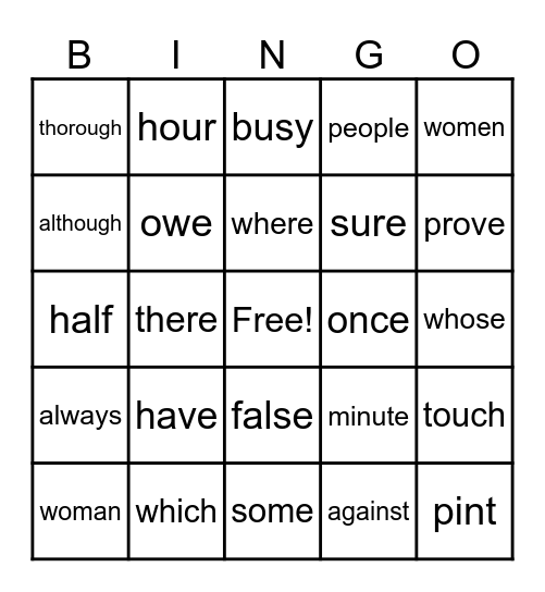 OG Red Word Bingo Sets 1-3 Bingo Card