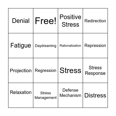 Managing Stress BINGO - 7th Grade Bingo Card