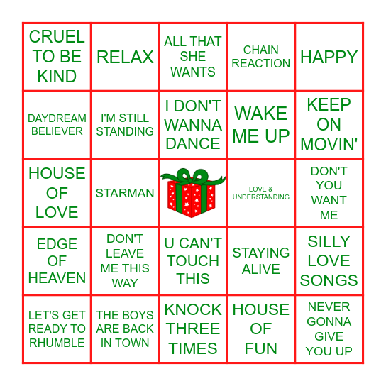 SMASH HITS Bingo Card
