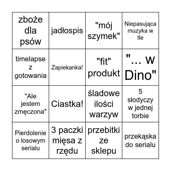 Nieidealne bingo Card