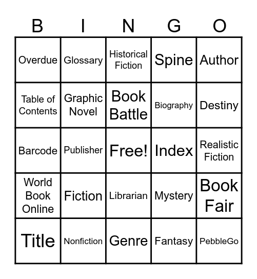 Library Lingo Bingo Card