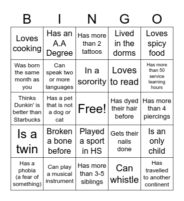 Get-To-Know-You-Bingo Card