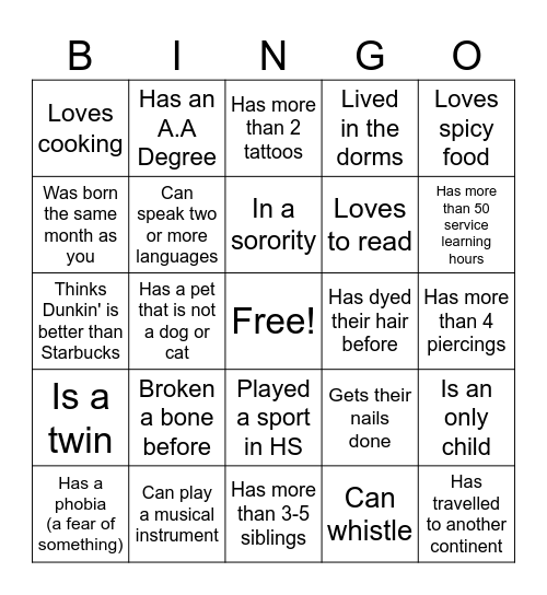 Get-To-Know-You-Bingo Card