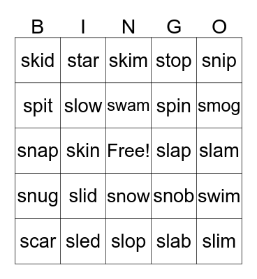 S-Blend BLEND-O Bingo Card