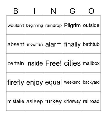 U2, W6 2nd/3rd Bingo Card