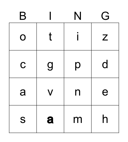 CKLA Skills 4 sounds Bingo Card