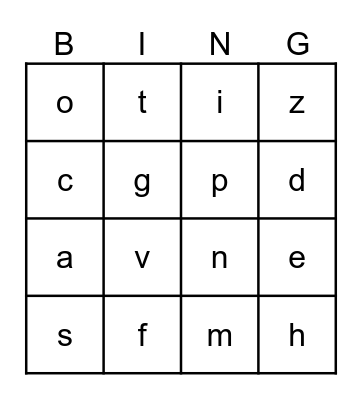 CKLA Skills 4 sounds Bingo Card