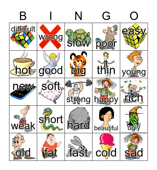 F9 Opposites Bingo Card