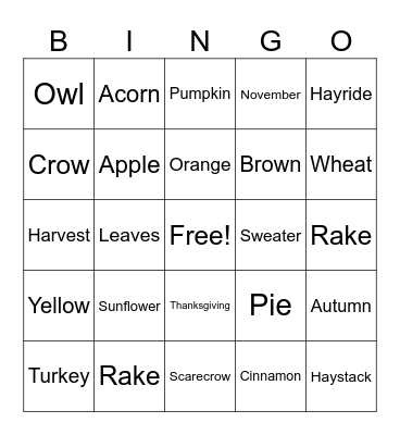 FALL BINGO Card