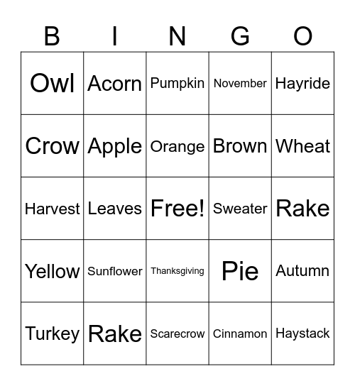 FALL BINGO Card