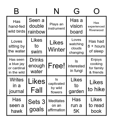Wellness Mingle Bingo - Find Someone Who... Bingo Card