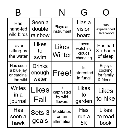 Wellness Mingle Bingo - Find Someone Who... Bingo Card