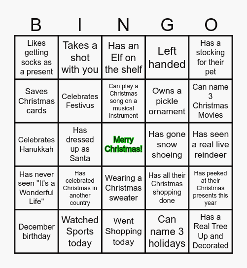 Epscan Christmas Bingo Card