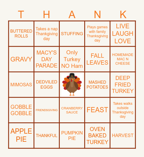 Fall Themed Bingo Card